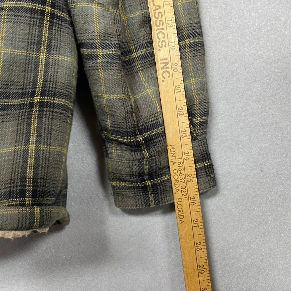 Wolverine Mens XXL Jacket Gray Plaid Fleece Lined Flannel Shacket Zip Up Warm